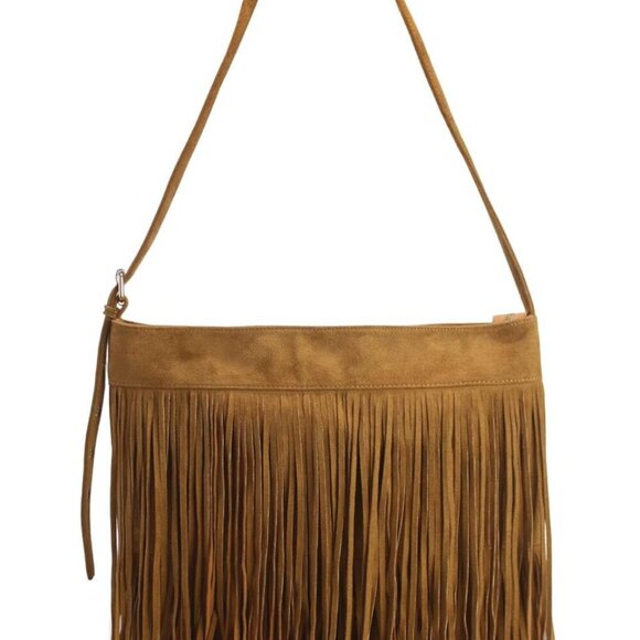 Durable Vegan Suede Fringe Purse - Versatile Hobo Bag for Every Occasion - Picture 1 of 6